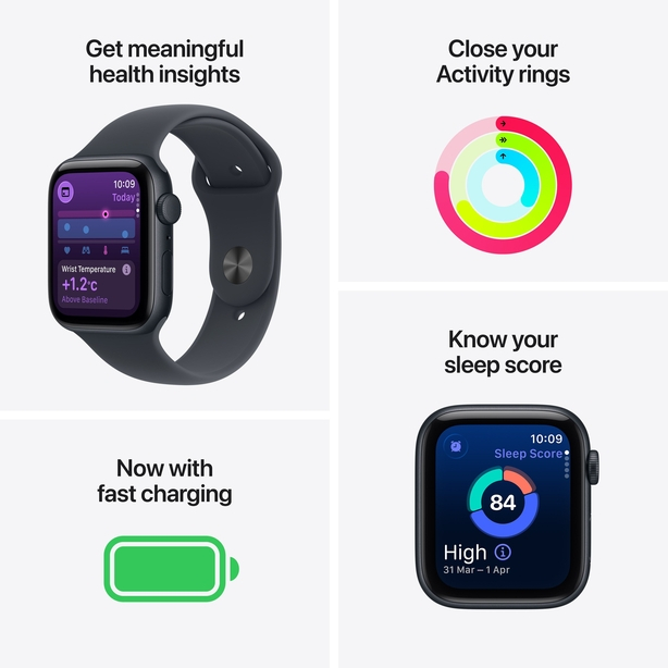 Apple Watch SE 3 GPS + Cellular 40mm Midnight Aluminium Case with Midnight Sport Band - S/M image 3
