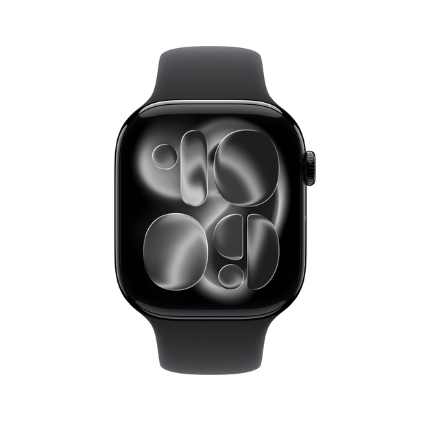 Apple Watch Series 11 GPS + Cellular 42mm Jet Black Aluminium Case with Black Sport Band - S/M image 2
