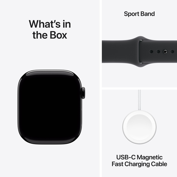 Apple Watch Series 11 GPS + Cellular 42mm Jet Black Aluminium Case with Black Sport Band - S/M image 7
