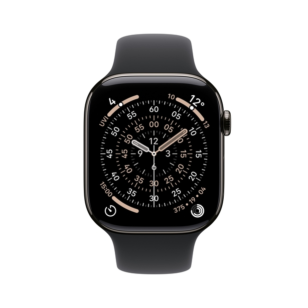 Apple Watch Series 11 GPS + Cellular 42mm Slate Titanium Case with Black Sport Band - S/M image 2