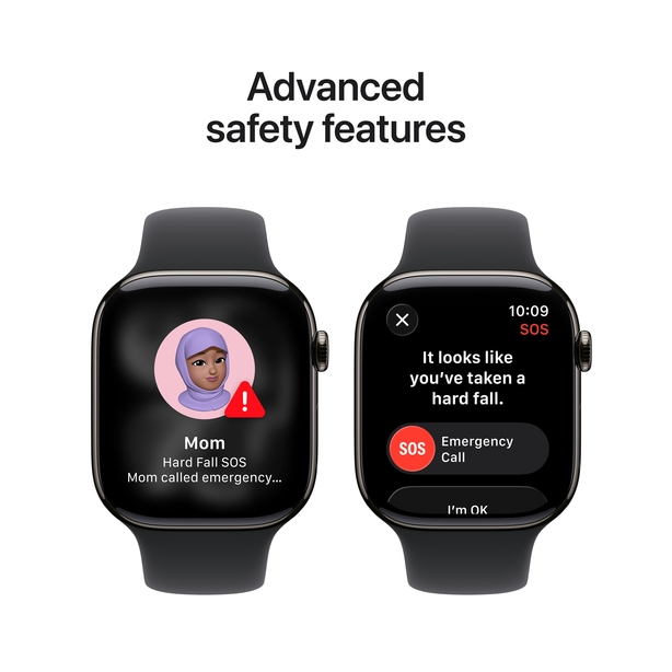 Apple Watch Series 11 GPS + Cellular 42mm Slate Titanium Case with Black Sport Band - S/M image 6