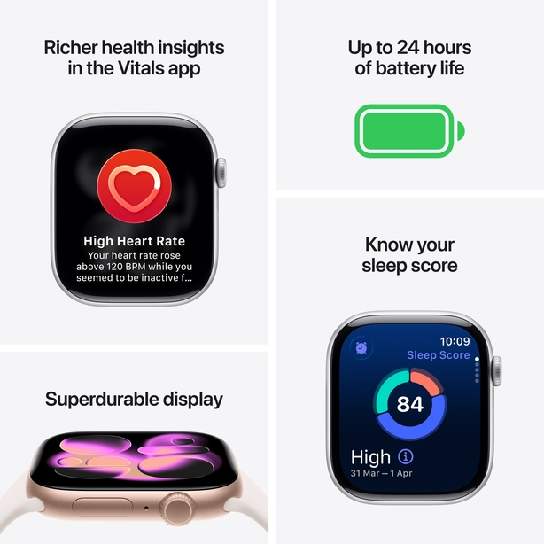 Apple Watch Series 11 GPS + Cellular 42mm Space Grey Aluminium Case with Black Sport Band - M/L image 3