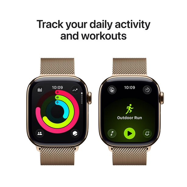 Apple Watch Series 11 GPS + Cellular 46mm Gold Titanium Case with Gold Milanese Loop - S/M image 4