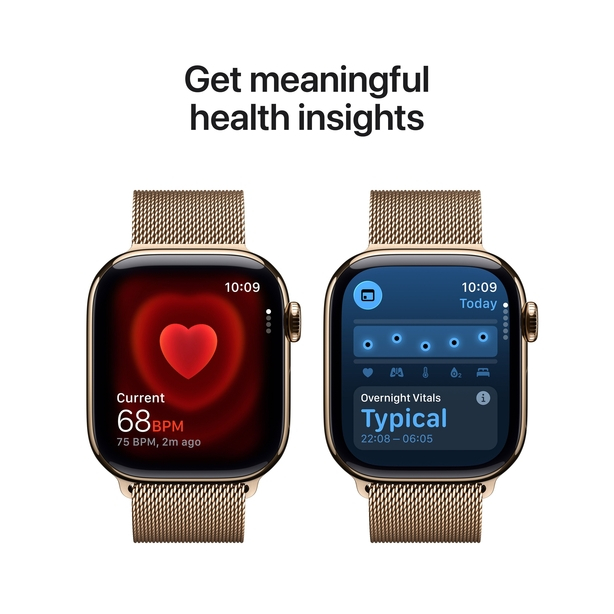 Apple Watch Series 11 GPS + Cellular 46mm Gold Titanium Case with Gold Milanese Loop - S/M image 5